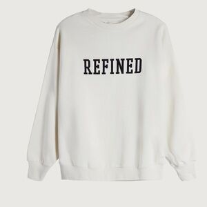 Oak + Fort Oak Refined “Refined” Graphic Lettered Oversized Crewneck